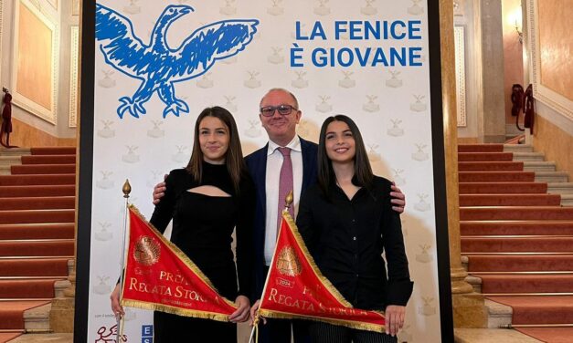 Venezia. Regata Storica 2024. Premiazione del Venezia FC ai primi tre classificati