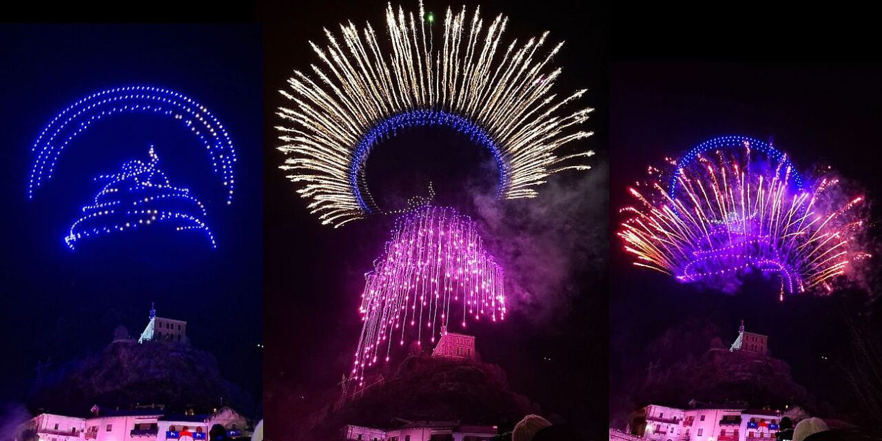 Pont-Saint-Martin. Un favoloso spettacolo con droni e fuochi d’artificio